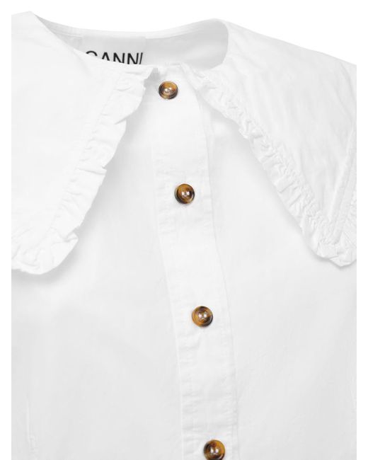 Ganni オーガニックコットンポプリンシャツ White