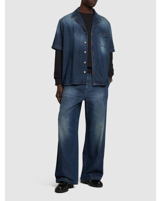 Valentino Blue Loose Denim Drawstring Jeans for men