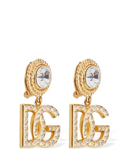 Dolce & Gabbana Metallic Diva Dg Crystal Clip-on Earrings