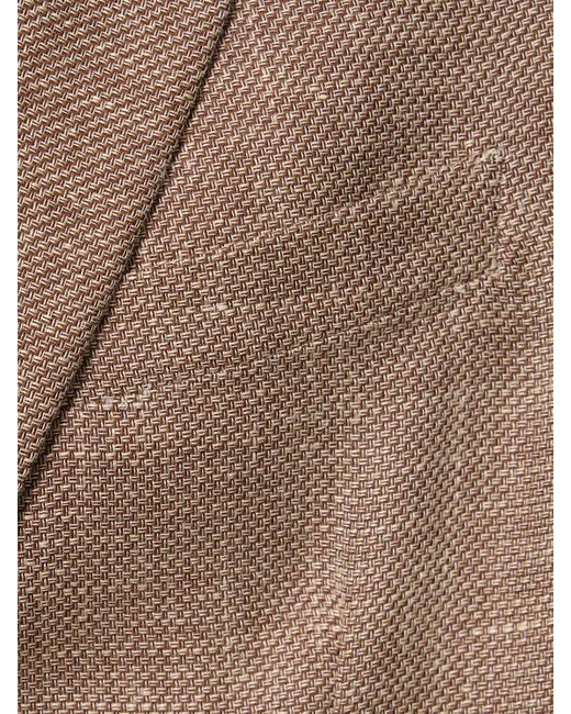 Zegna Brown Linen & Cotton Single Breasted Blazer for men