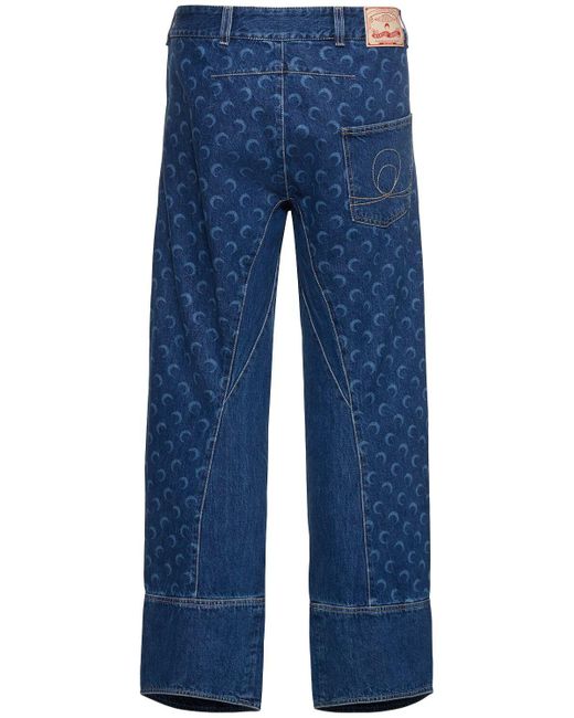 MARINE SERRE Blue Deadstock Cotton Denim Loose Jeans for men