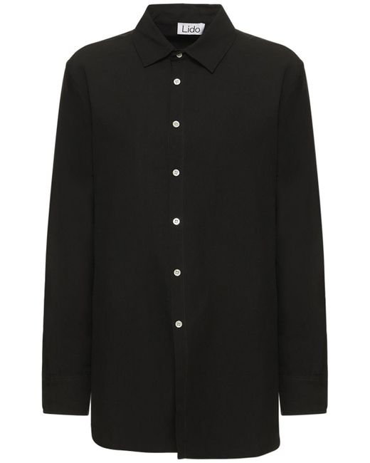 Lido Linen & Cotton Long Sleeve Shirt in Black | Lyst