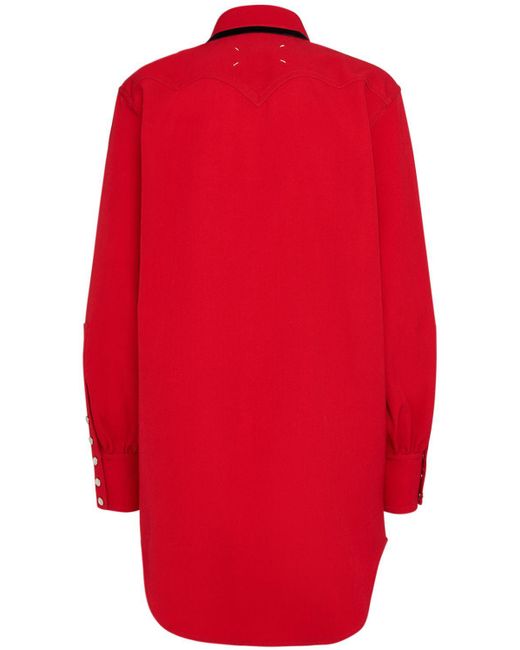 Maison Margiela Red Wool Gabardine Shirt W/ Laces