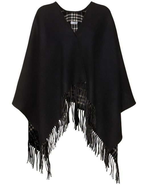 Mujer Capa De Lana Reversible Unique Burberry de color Black