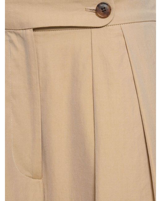 Pantaloni larghi in gabardina di cotone di Dries Van Noten in Natural