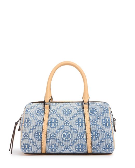 Tory Burch Blue Damen Mini Beuteltasche Aus Denim Mit T-Monogramm