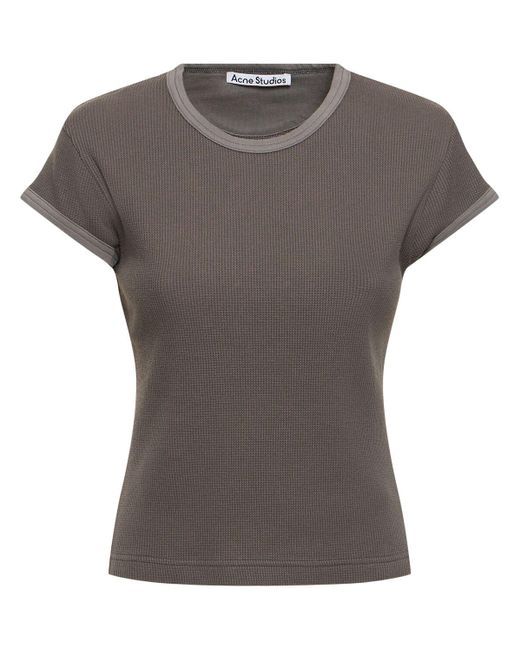 T-shirt en jersey de coton à manches courtes Acne en coloris Gray