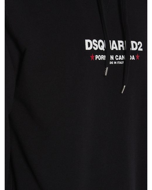 DSquared² Black Loose Fit Logo Cotton Hoodie for men