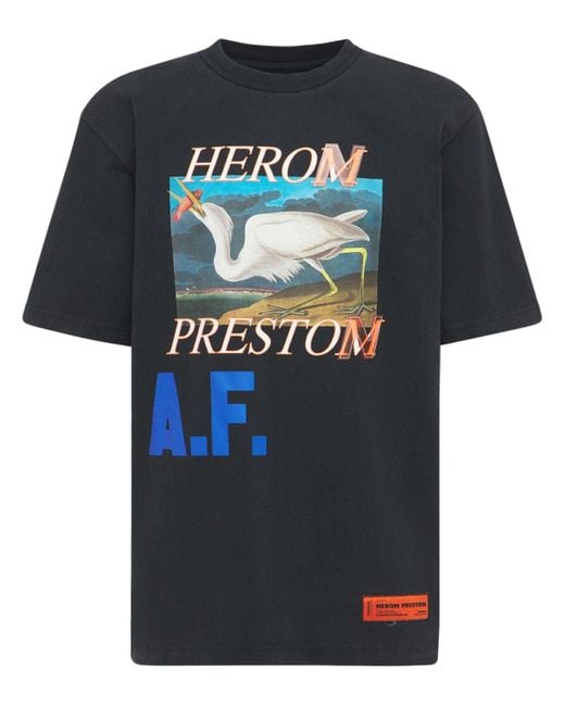Heron Preston Black Authorized Fake Print Jersey T-shirt for men