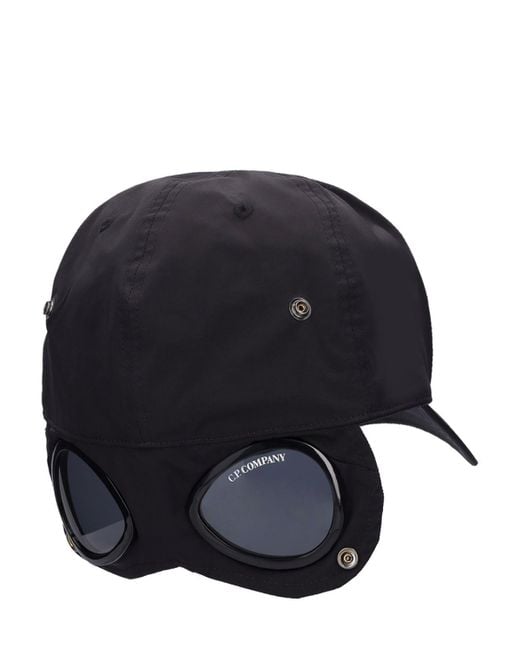 C P Company Black Chrome-r goggle Cap for men