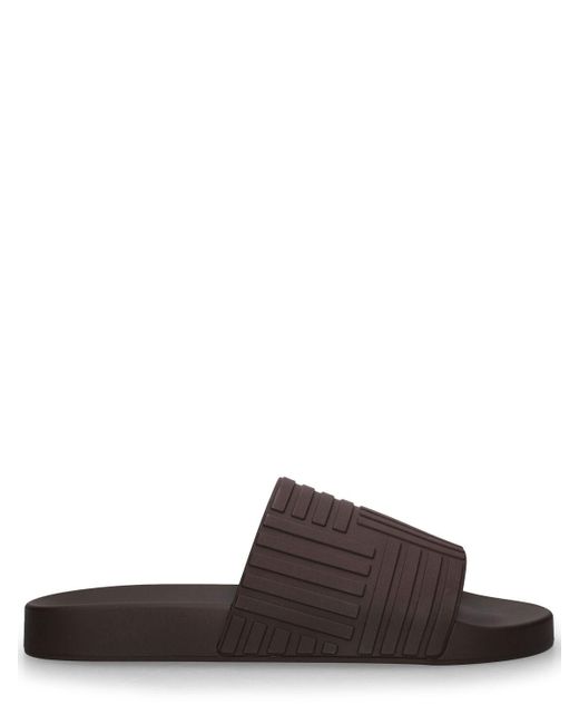 Bottega Veneta Brown Slider Rubber Sandals for men