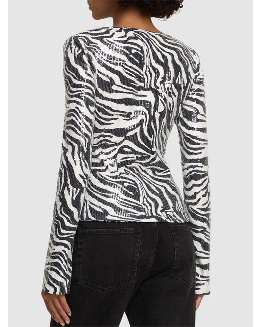 ROTATE BIRGER CHRISTENSEN Black Oberteil Mit Zebra-Print