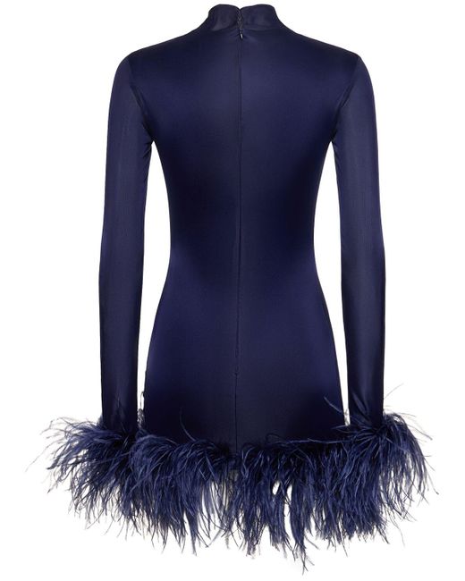 Vestido corto de jersey con plumas 16Arlington de color Blue