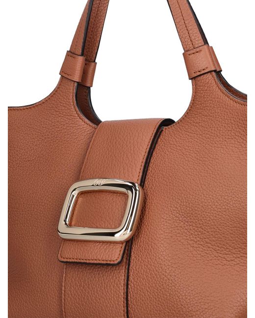 Roger Vivier Brown Mini Grand Vivier Choc Leather Bag