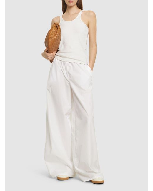 Pantaloni larghi in popeline di cotone di Max Mara in White