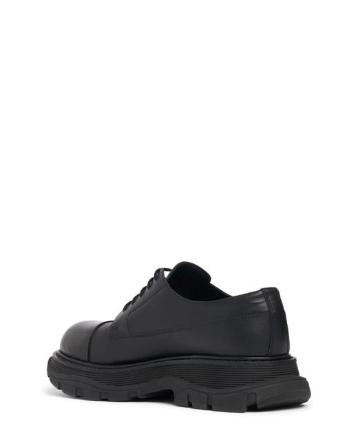 Alexander McQueen Black Tread Leather Lace-Up Shoes for men