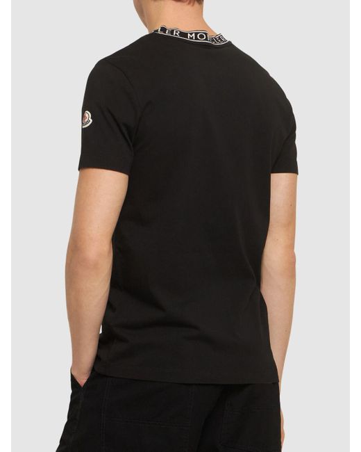 T-shirt noir à col ras du cou Moncler pour homme en coloris Black