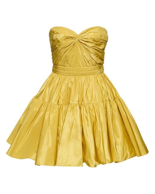 Zuhair Murad Yellow Strapless Taffeta Mini Dress