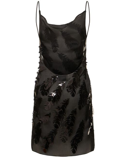 Coperni Black Embellished Mini Slip Dress