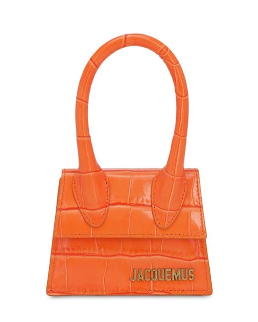 Jacquemus Orange Le Chiquito Croc Print Leather Bag