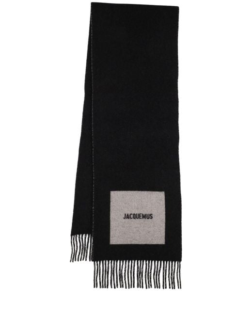 Jacquemus Black L'echarpe Rond Carré Wool Scarf for men