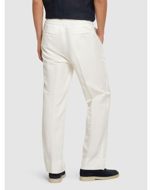 Pantalones deportivos de algodón y lino Brioni de hombre de color White