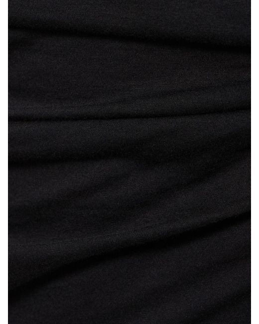 The Attico Black Cotton Jersey Side Slit Midi Dress