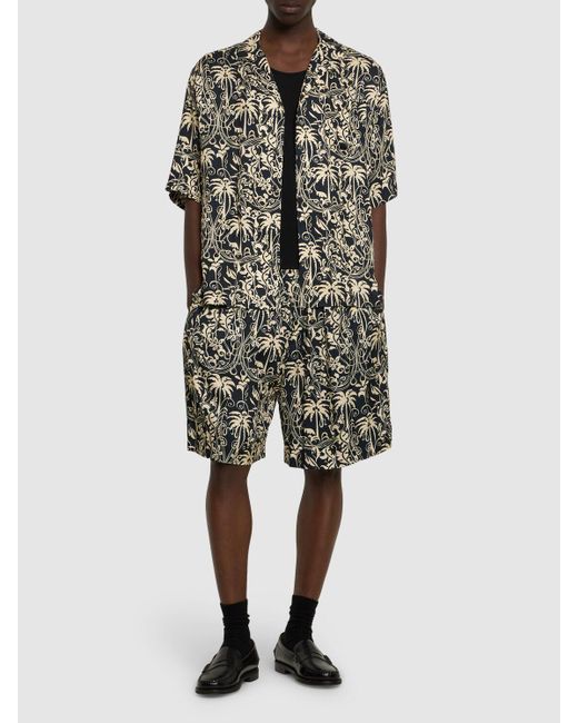 Laneus Herren Viscose Bermuda Shorts in Black für Herren