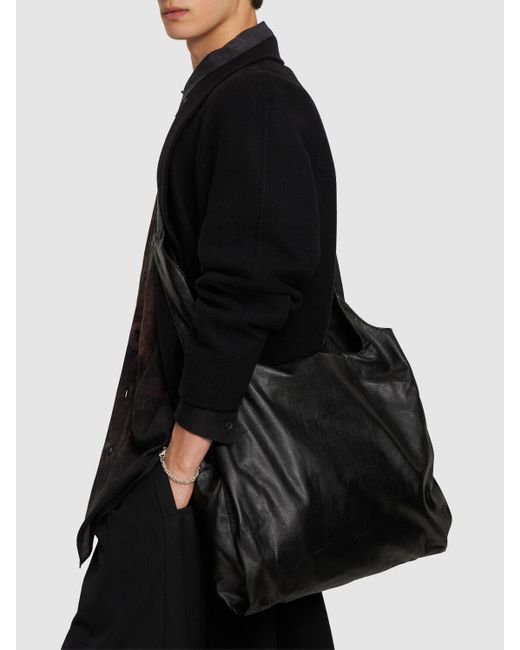 Yohji Yamamoto Black Reversible Leather Tote Bag for men