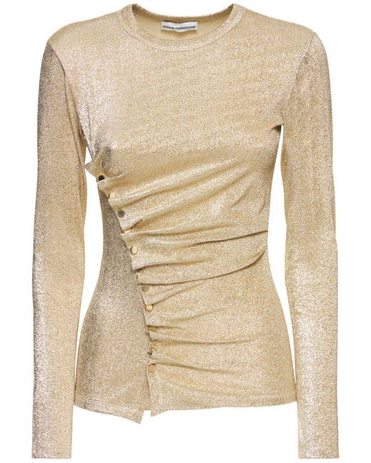 Rabanne Natural Stretch Jersey Lurex Long Sleeve Top