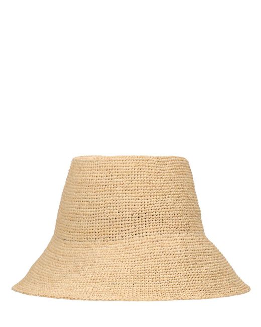 Janessa Leone Natural Felix Raffia Straw Bucket Hat
