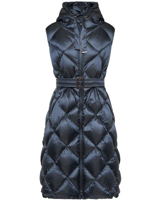 Max Mara Blue Tregil Waterproof Quilted Long Down Vest