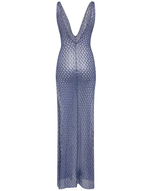 Missoni Blue Sequined V-neck Long Dress