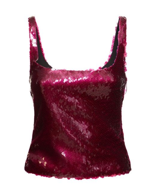 Donna Top Hornet Con Paillettes di 16Arlington in Red