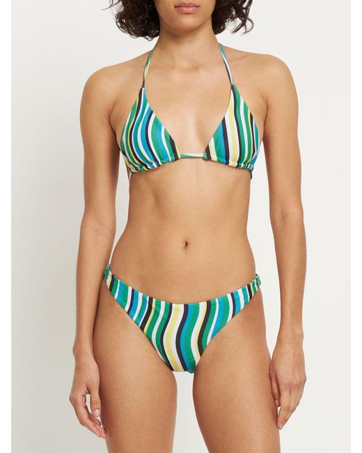 Simon Miller Blue Bwai Striped Triangle Bikini Top