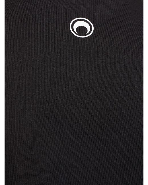 Camiseta de jersey de algodón orgánico estampada MARINE SERRE de hombre de color Black