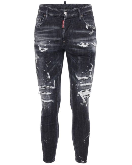 DSquared² Black 14cm Super Twinky Cotton Denim Jeans for men