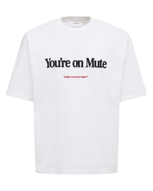 Axel Arigato White You're On Mute Printed Cotton T-shirt for men