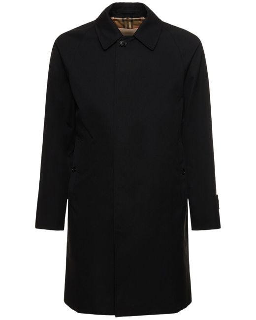 Burberry Black Camden Cotton Mid Coat for men