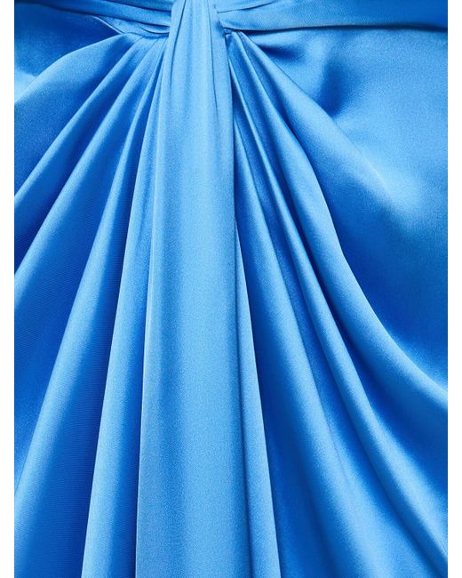 Robe longue en satin léger drapé Zuhair Murad en coloris Blue