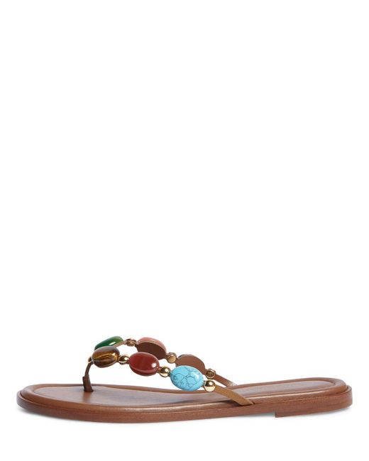 Gianvito Rossi Natural 5Mm Shanti Leather Thong Sandals