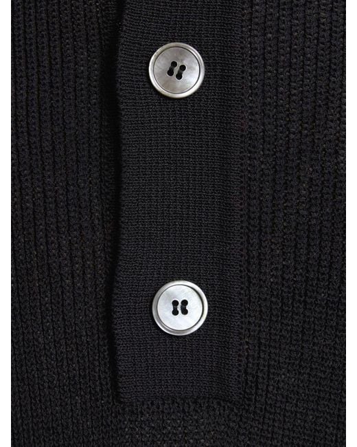 Our Legacy Black Crispy Cotton Blend Knit S/s Polo for men