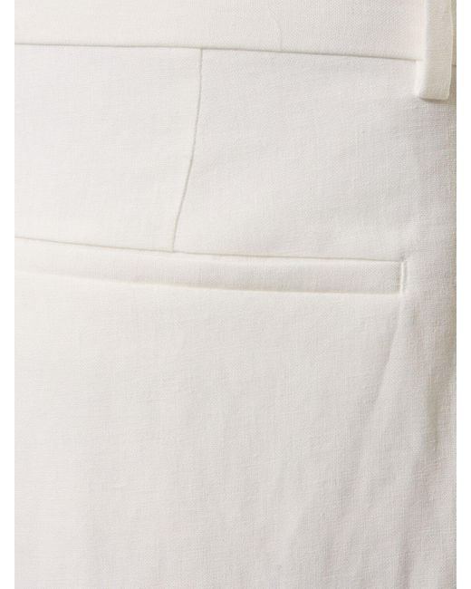 Brunello Cucinelli White Linen Pleated Pants for men