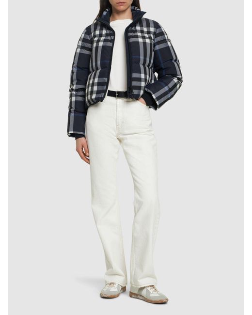 Burberry Black Aldfield Check Cropped Down Jacket