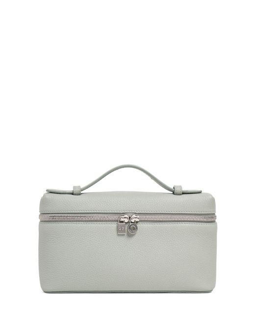 Loro Piana Gray Extra Pocket 19 Leather Top Handle Bag