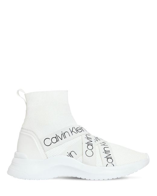 Calvin Klein White 30mm Umney Knit Sock Sneakers