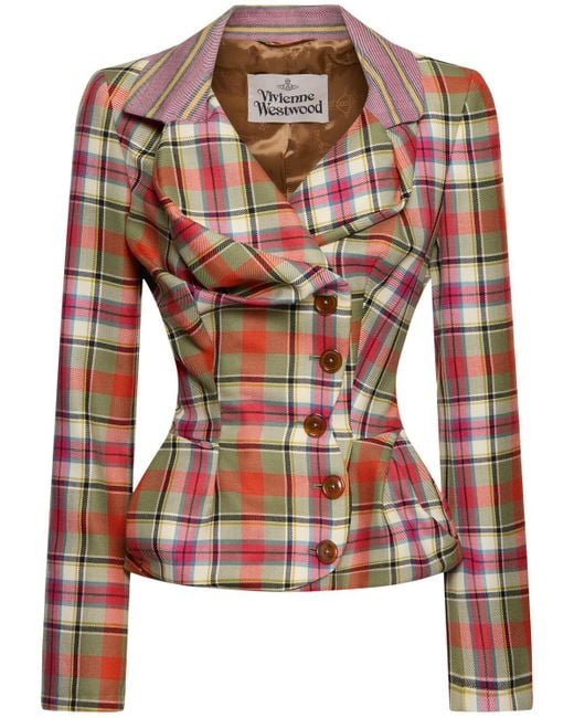 Vivienne Westwood Drunken Wool Tartan Jacket in Brown | Lyst UK