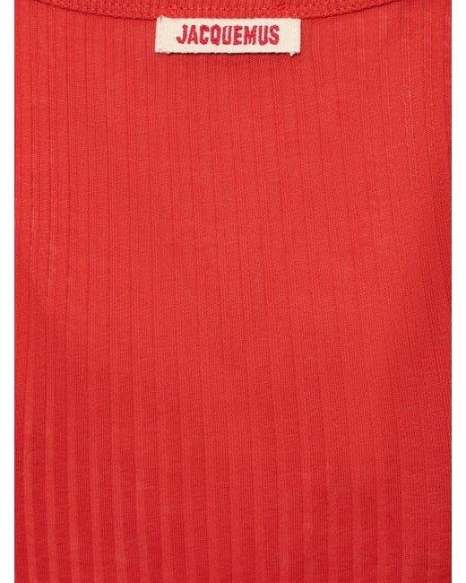 Jacquemus Red Le Body Caraco Cotton Knit Bodysuit