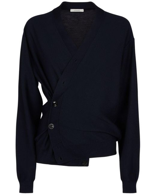 Cardigan relaxed fit in misto lana di Lemaire in Blue