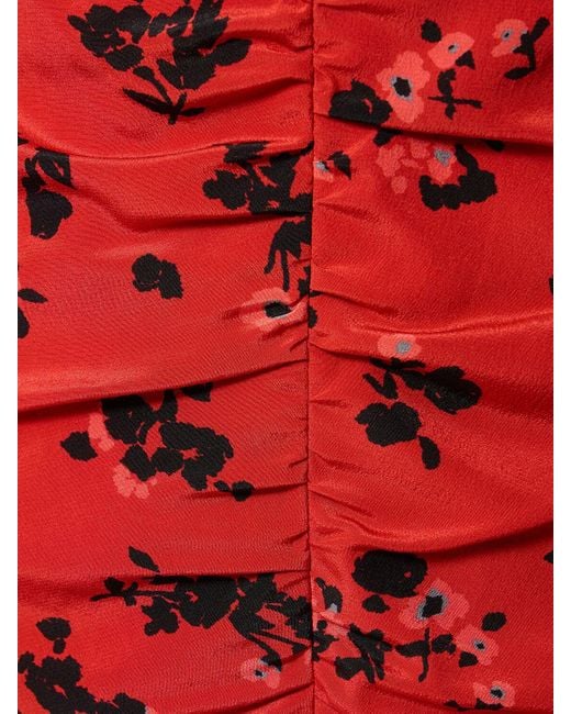 Vestido corto de seda floral Alessandra Rich de color Red